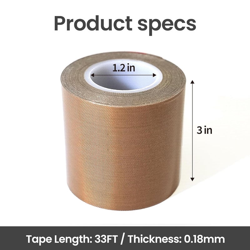 TYZUIAW Teflone Tape, High Temperature PTFE Tape for Vacuum Sealer Machine, Hand Impulse Sealers ， 3 in x 33 ft x 0.18mm - Image 5